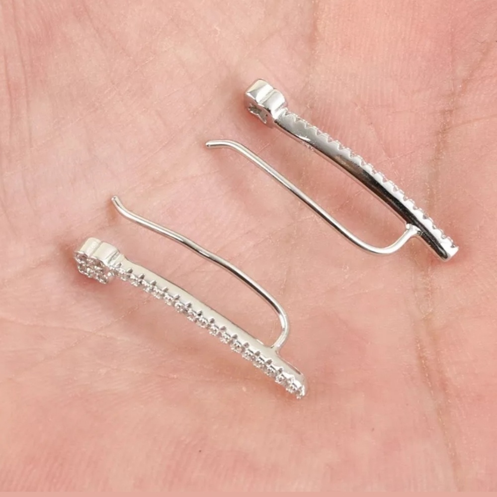 White Topaz & sterling silver earrings ladders - Picture 6 of 10